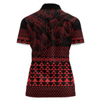 Red Taniko Kowhaiwhai Tukutuku Motif Women Polo Shirt
