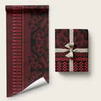 Red Taniko Kowhaiwhai Tukutuku Motif Wrapping Paper - Aussie Hoodie