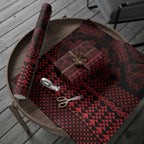Red Taniko Kowhaiwhai Tukutuku Motif Wrapping Paper - Aussie Hoodie