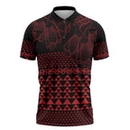 Red Taniko Kowhaiwhai Tukutuku Motif Zipper Polo Shirt - Aussie Hoodie
