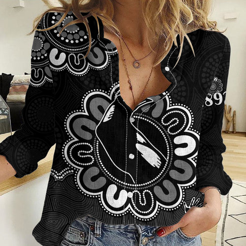 (Custom Personalised) AFL Collingwood Magpies 1892 Aboriginal Women Casual Shirt LT9