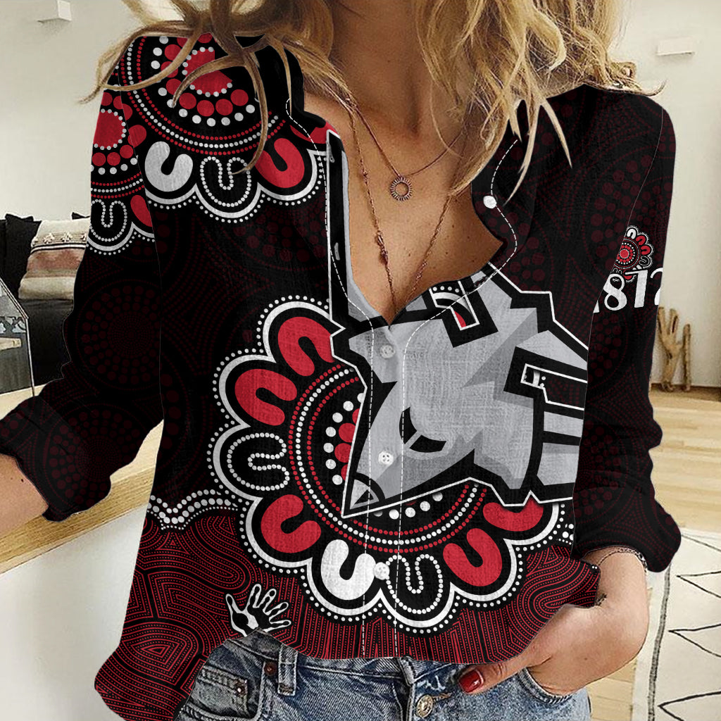 AFL Essendon Bombers 1872 Aboriginal Women Casual Shirt LT9
