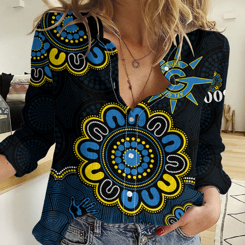 AFL Gold Coast Suns 2009 Aboriginal Blue Style Women Casual Shirt LT9
