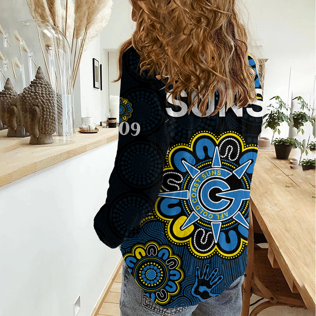 AFL Gold Coast Suns 2009 Aboriginal Blue Style Women Casual Shirt LT9