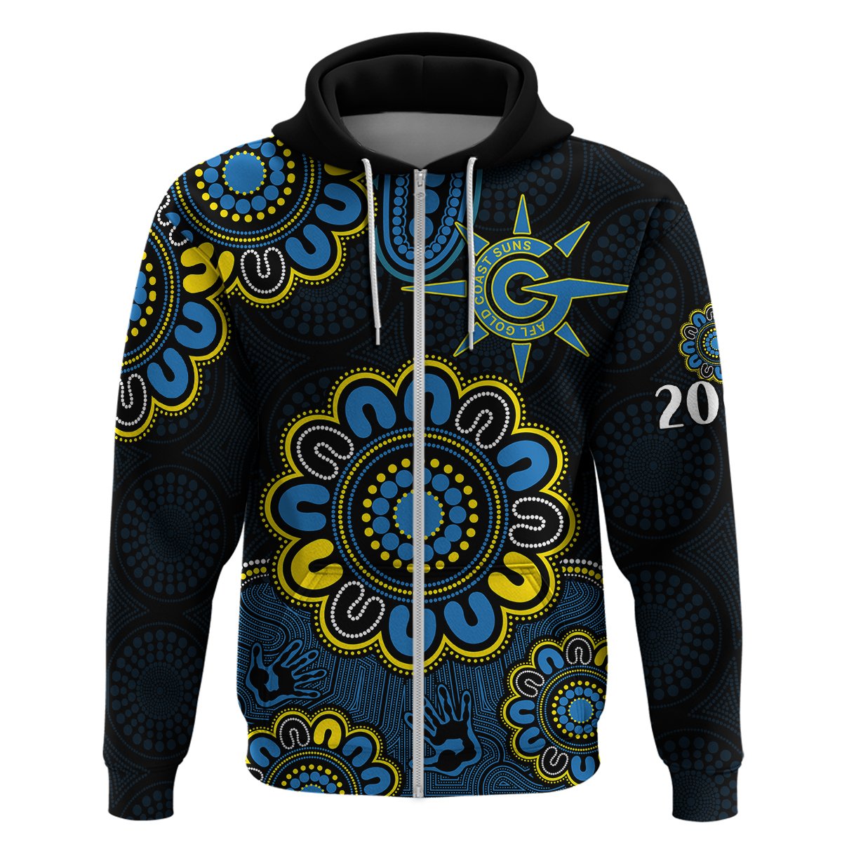 custom-personalised-afl-gold-coast-suns-2009-aboriginal-blue-style-hoodie