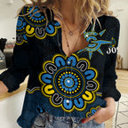 (Custom Personalised) AFL Gold Coast Suns 2009 Aboriginal Blue Style Women Casual Shirt LT9