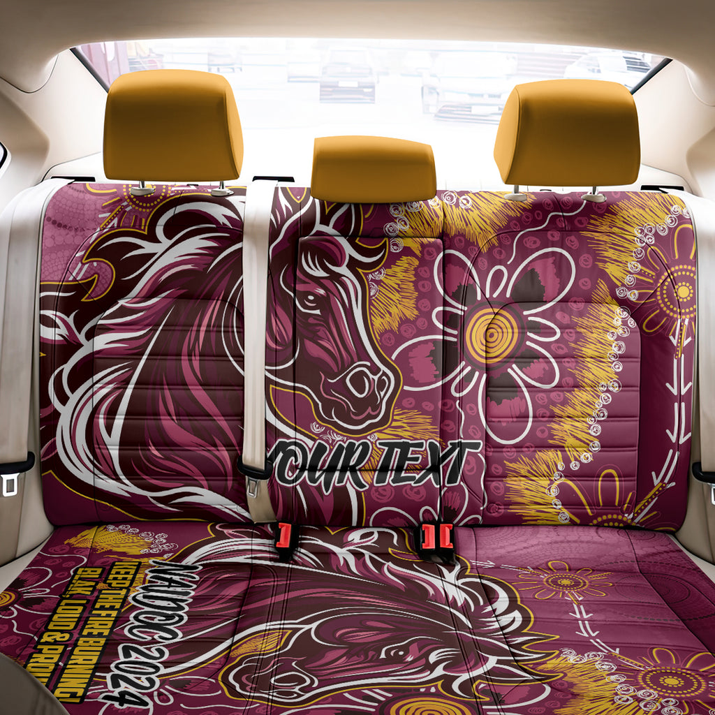 Personalised Broncos NAIDOC Week 2024 Back Car Seat Cover Aboriginal Fire Burning Sparks