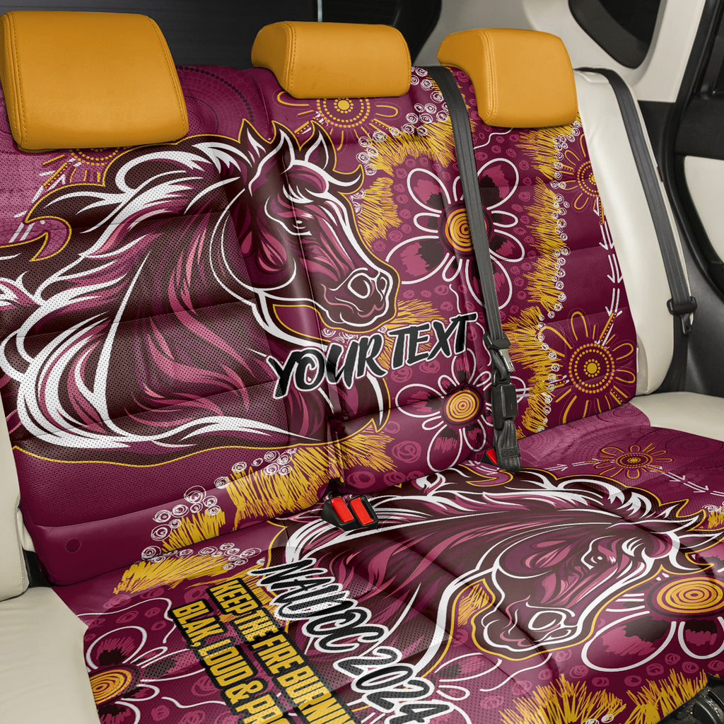 Personalised Broncos NAIDOC Week 2024 Back Car Seat Cover Aboriginal Fire Burning Sparks