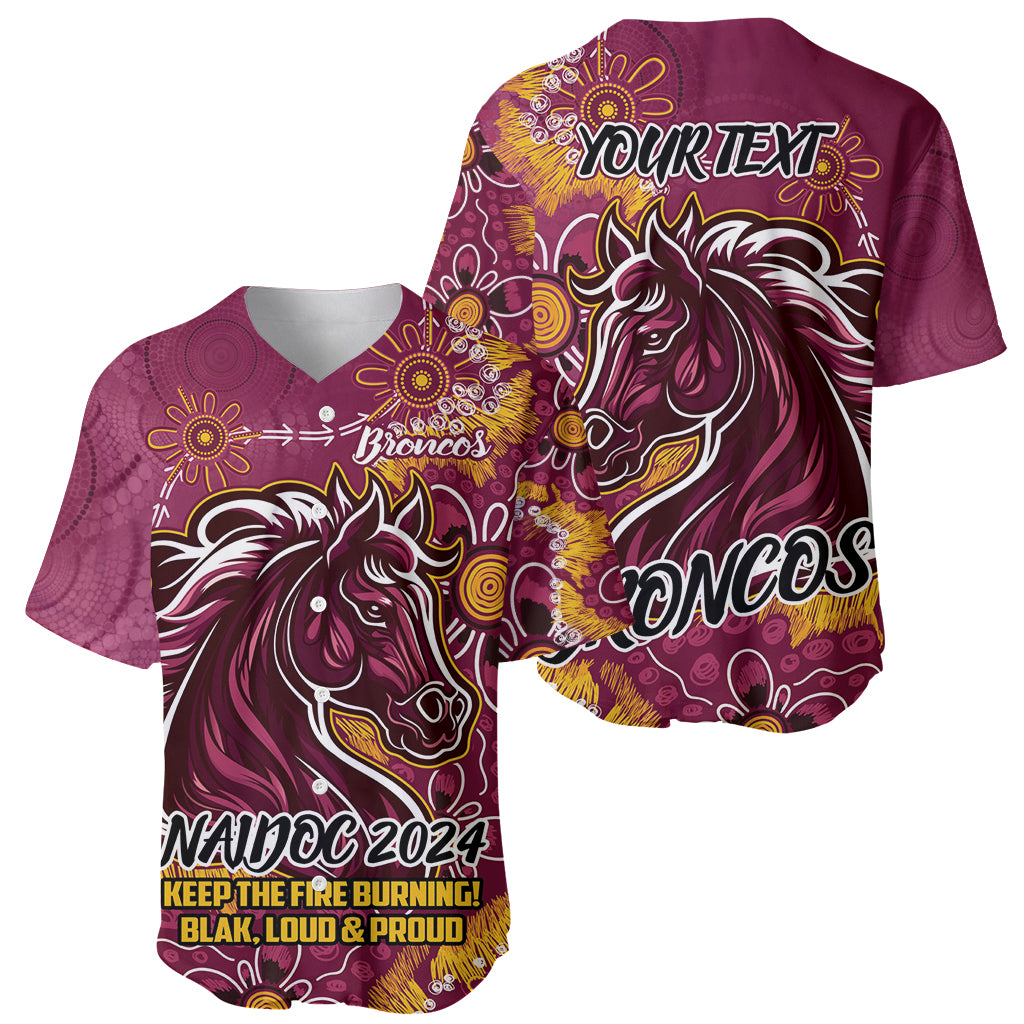 Personalised Broncos NAIDOC Week 2024 Baseball Jersey Aboriginal Fire Burning Sparks