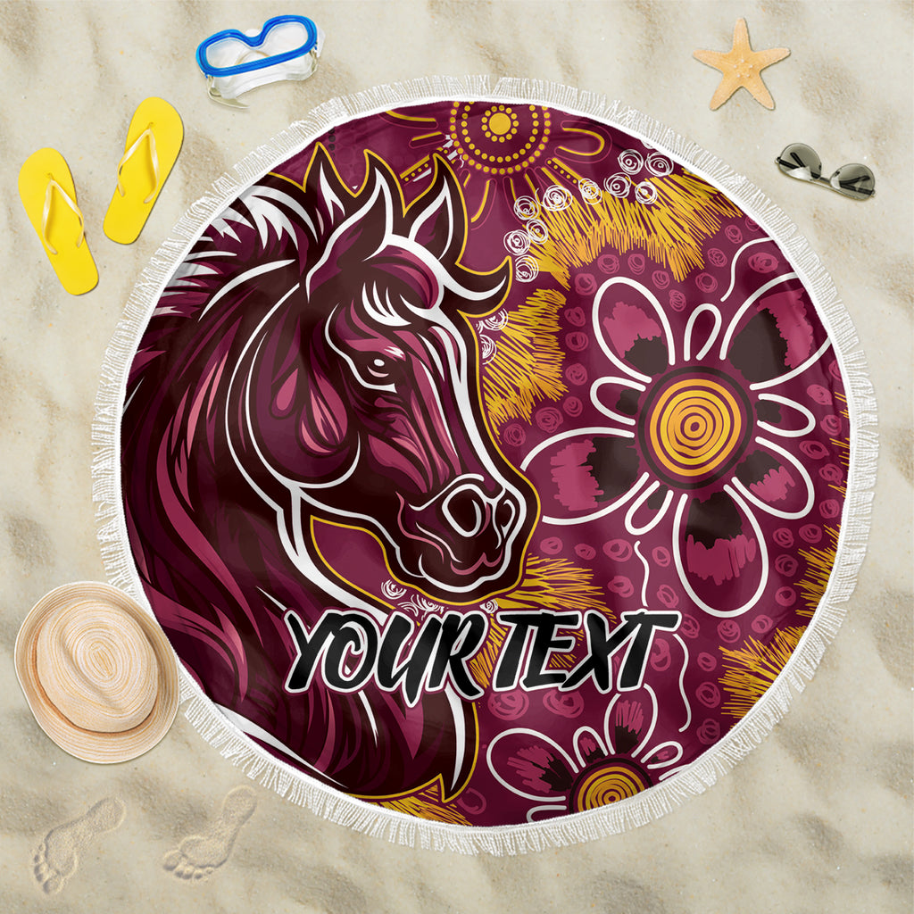 Personalised Broncos NAIDOC Week 2024 Beach Blanket Aboriginal Fire Burning Sparks