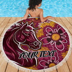 Personalised Broncos NAIDOC Week 2024 Beach Blanket Aboriginal Fire Burning Sparks