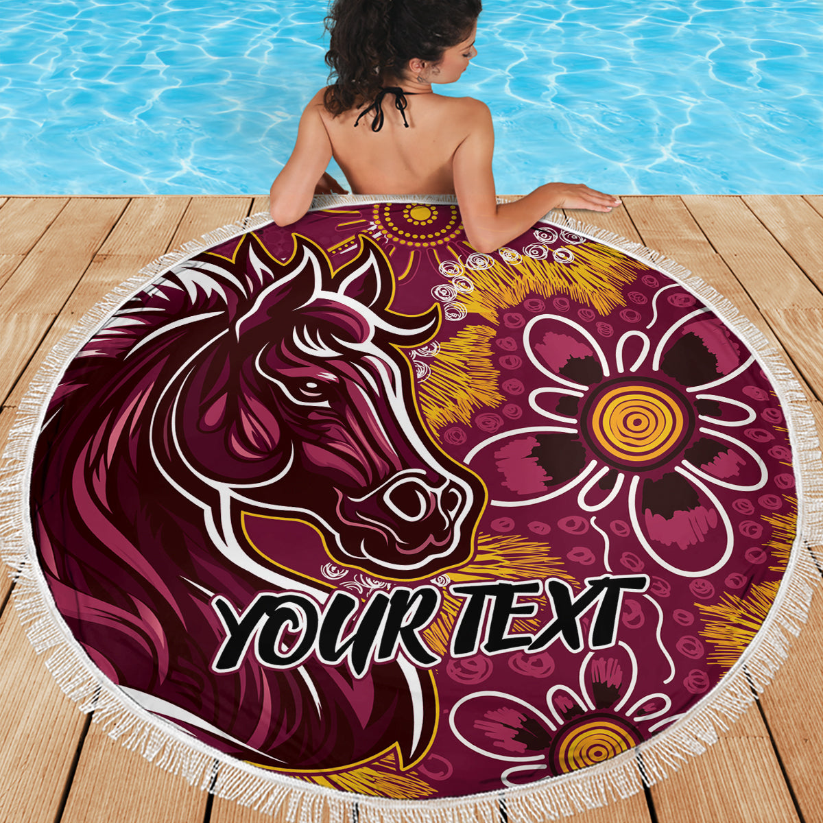 Personalised Broncos NAIDOC Week 2024 Beach Blanket Aboriginal Fire Burning Sparks