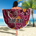 Personalised Broncos NAIDOC Week 2024 Beach Blanket Aboriginal Fire Burning Sparks