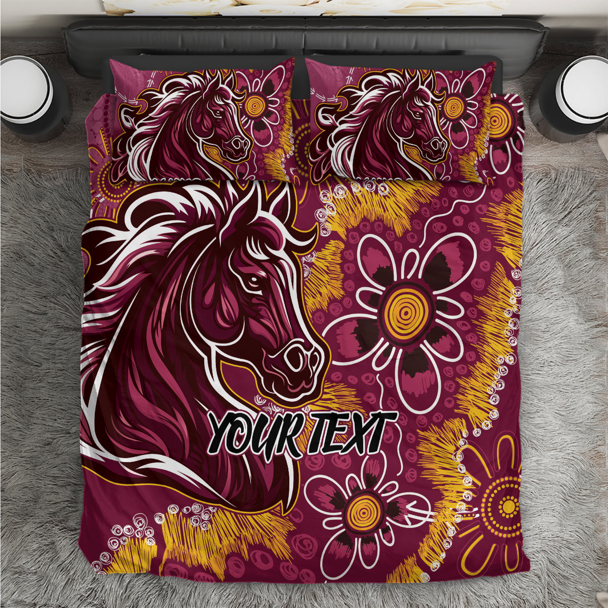 Personalised Broncos NAIDOC Week 2024 Bedding Set Aboriginal Fire Burning Sparks