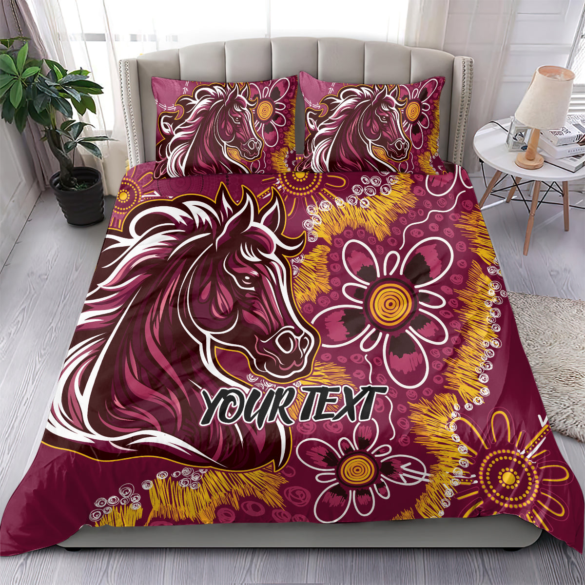 Personalised Broncos NAIDOC Week 2024 Bedding Set Aboriginal Fire Burning Sparks