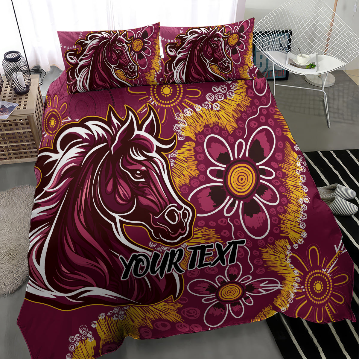 Personalised Broncos NAIDOC Week 2024 Bedding Set Aboriginal Fire Burning Sparks