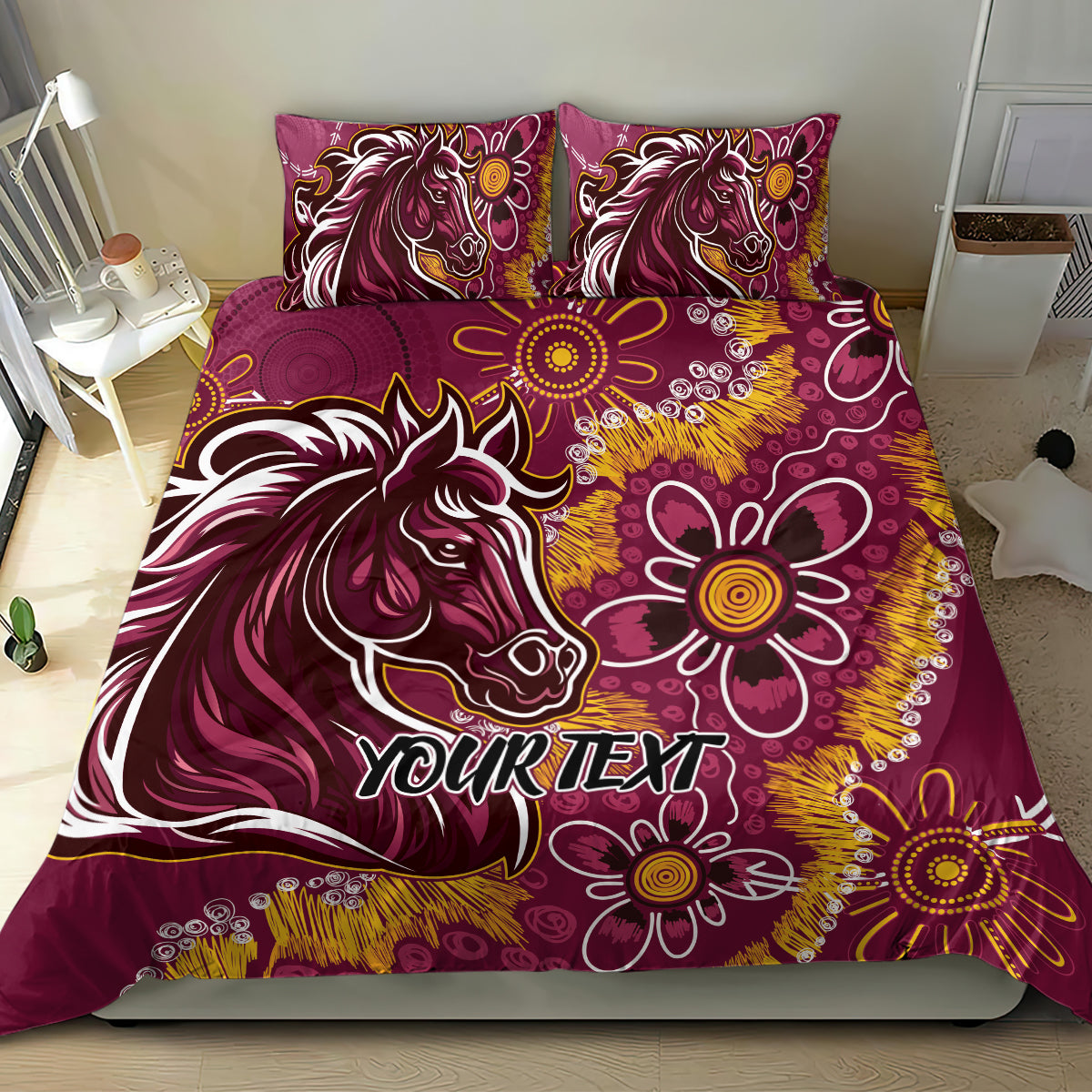 Personalised Broncos NAIDOC Week 2024 Bedding Set Aboriginal Fire Burning Sparks