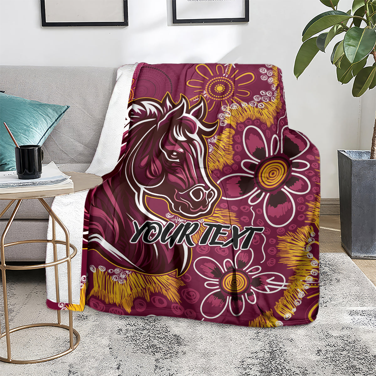 Personalised Broncos NAIDOC Week 2024 Blanket Aboriginal Fire Burning Sparks