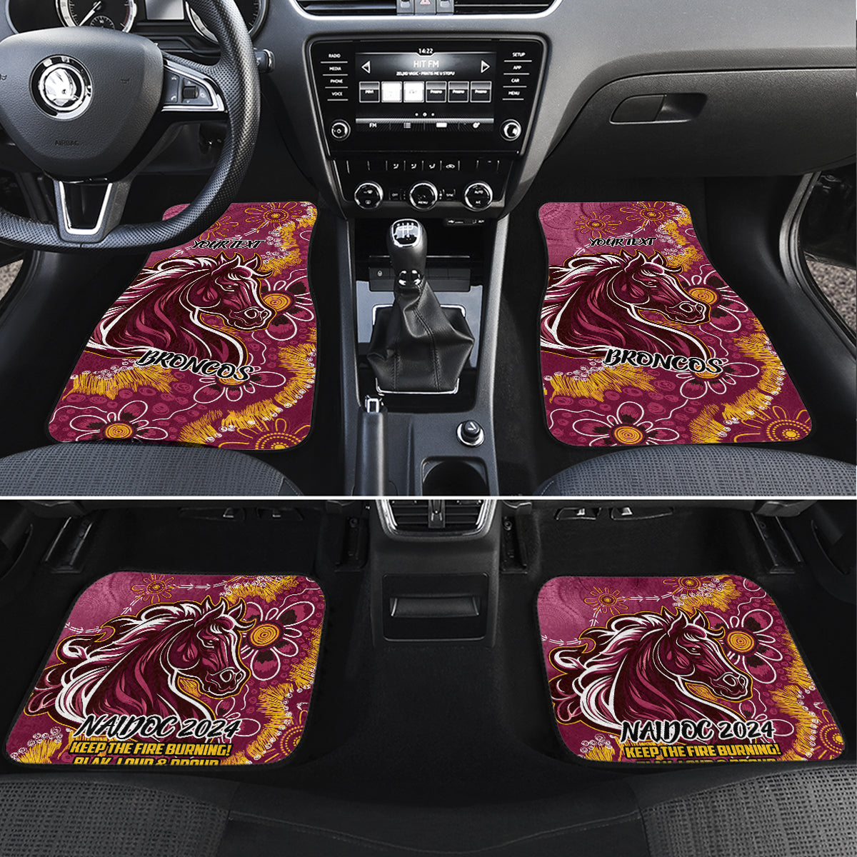 Personalised Broncos NAIDOC Week 2024 Car Mats Aboriginal Fire Burning Sparks