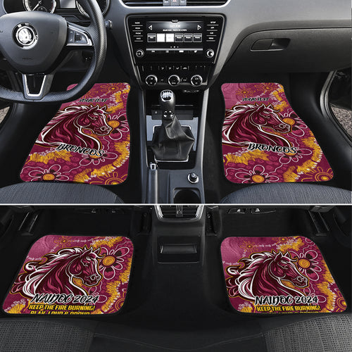 Personalised Broncos NAIDOC Week 2024 Car Mats Aboriginal Fire Burning Sparks