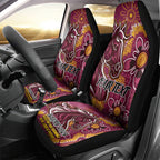Personalised Broncos NAIDOC Week 2024 Car Seat Cover Aboriginal Fire Burning Sparks