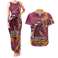 Personalised Broncos NAIDOC Week 2024 Couples Matching Tank Maxi Dress and Hawaiian Shirt Aboriginal Fire Burning Sparks