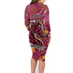 Personalised Broncos NAIDOC Week 2024 Family Matching Long Sleeve Bodycon Dress and Hawaiian Shirt Aboriginal Fire Burning Sparks