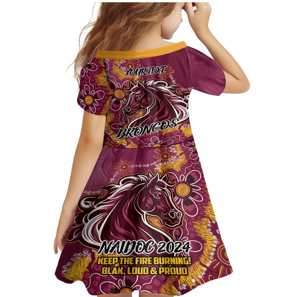 Personalised Broncos NAIDOC Week 2024 Family Matching Mermaid Dress and Hawaiian Shirt Aboriginal Fire Burning Sparks