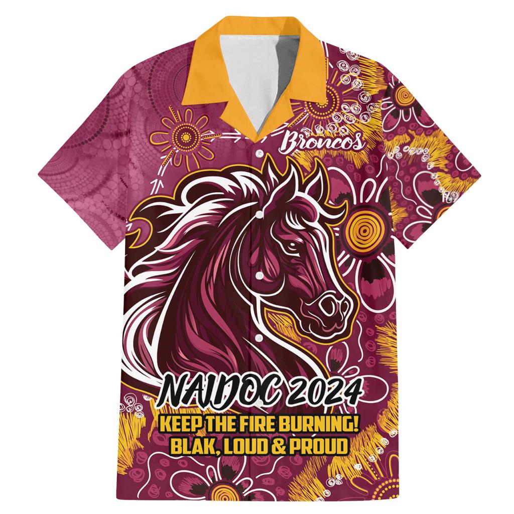 Personalised Broncos NAIDOC Week 2024 Family Matching Mermaid Dress and Hawaiian Shirt Aboriginal Fire Burning Sparks