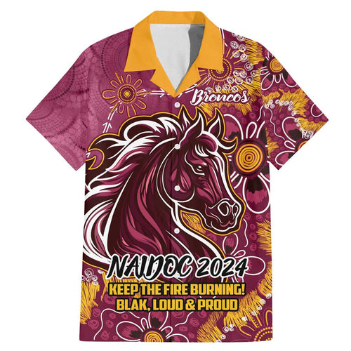 Personalised Broncos NAIDOC Week 2024 Family Matching Mermaid Dress and Hawaiian Shirt Aboriginal Fire Burning Sparks