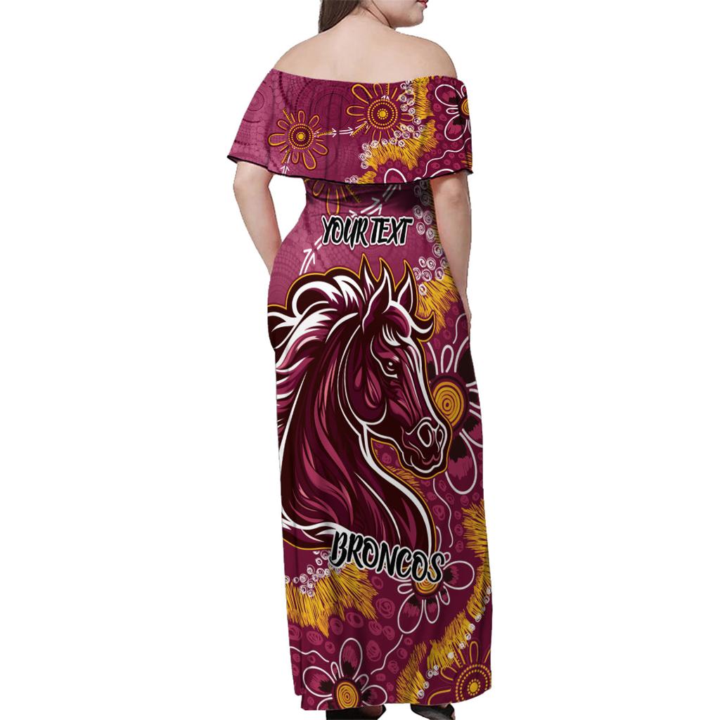 Personalised Broncos NAIDOC Week 2024 Family Matching Off Shoulder Maxi Dress and Hawaiian Shirt Aboriginal Fire Burning Sparks