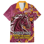Personalised Broncos NAIDOC Week 2024 Family Matching Off Shoulder Short Dress and Hawaiian Shirt Aboriginal Fire Burning Sparks
