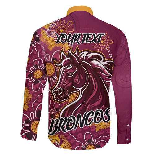 Personalised Broncos NAIDOC Week 2024 Family Matching Off Shoulder Short Dress and Hawaiian Shirt Aboriginal Fire Burning Sparks