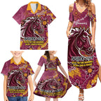 Personalised Broncos NAIDOC Week 2024 Family Matching Summer Maxi Dress and Hawaiian Shirt Aboriginal Fire Burning Sparks