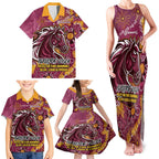 Personalised Broncos NAIDOC Week 2024 Family Matching Tank Maxi Dress and Hawaiian Shirt Aboriginal Fire Burning Sparks