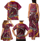 Personalised Broncos NAIDOC Week 2024 Family Matching Tank Maxi Dress and Hawaiian Shirt Aboriginal Fire Burning Sparks