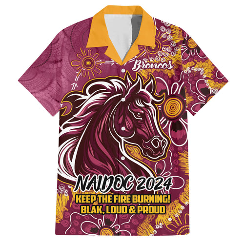 Personalised Broncos NAIDOC Week 2024 Hawaiian Shirt Aboriginal Fire Burning Sparks