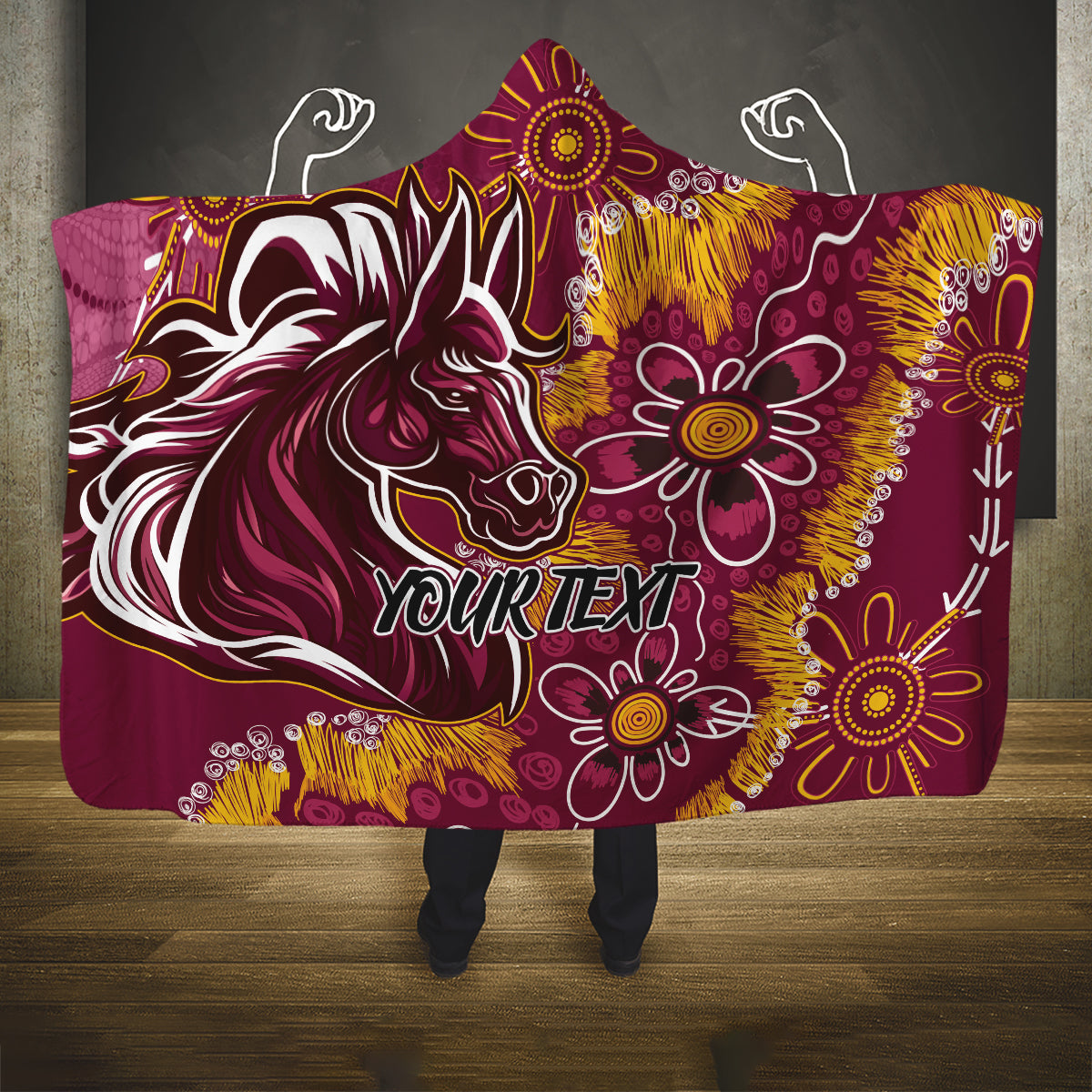 Personalised Broncos NAIDOC Week 2024 Hooded Blanket Aboriginal Fire Burning Sparks