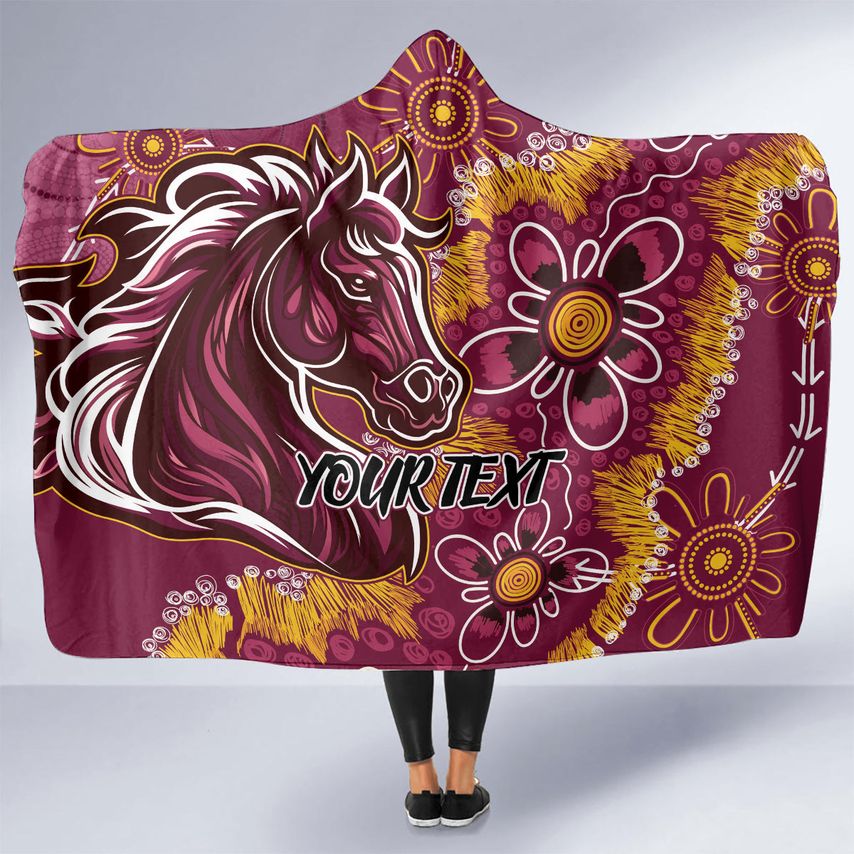 Personalised Broncos NAIDOC Week 2024 Hooded Blanket Aboriginal Fire Burning Sparks