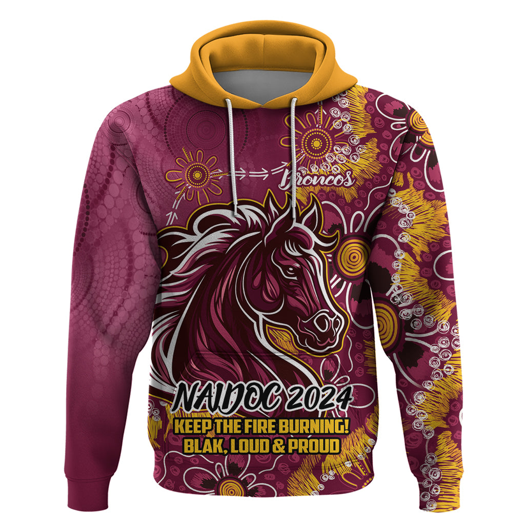 Personalised Broncos NAIDOC Week 2024 Hoodie Aboriginal Fire Burning Sparks