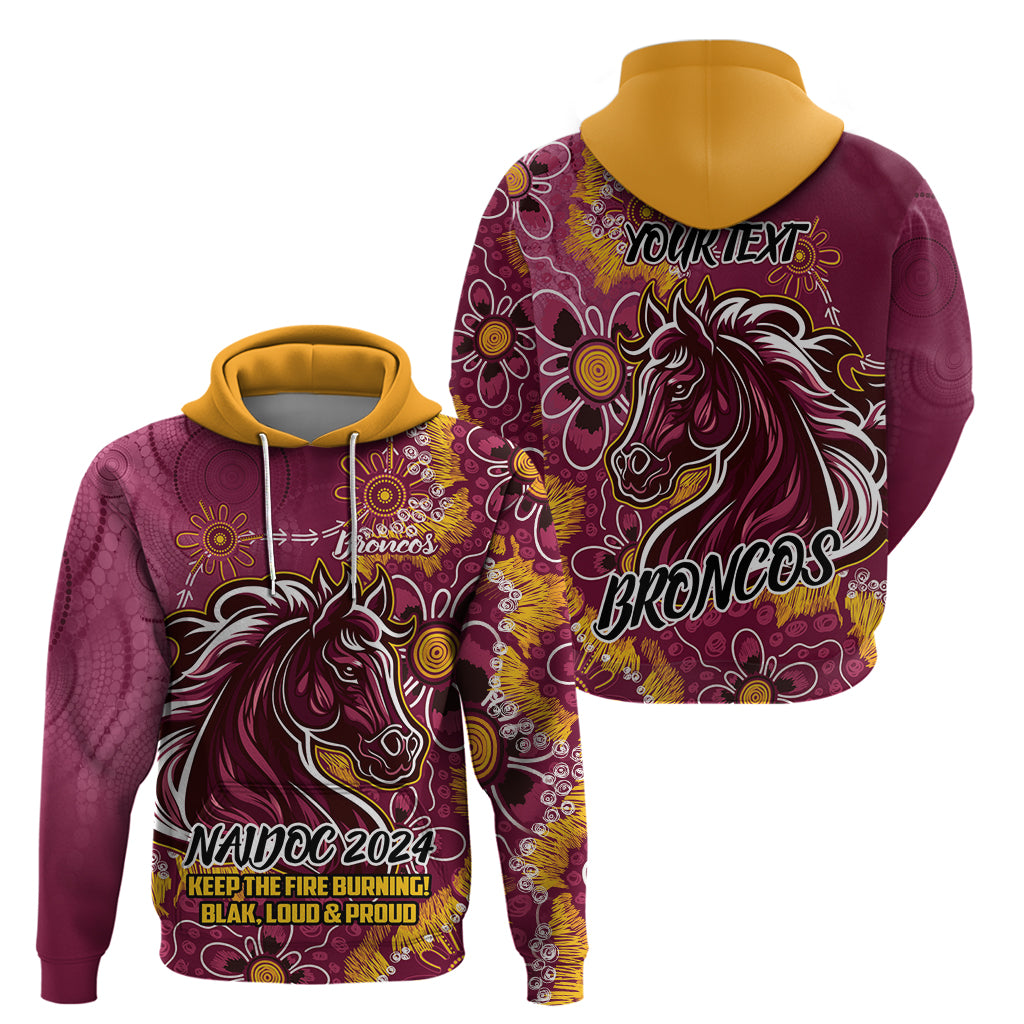 Personalised Broncos NAIDOC Week 2024 Hoodie Aboriginal Fire Burning Sparks