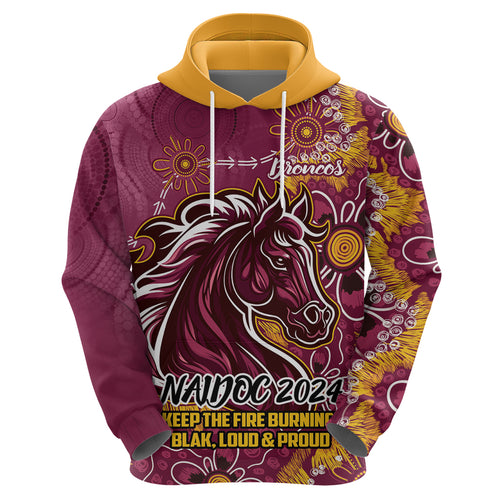 Personalised Broncos NAIDOC Week 2024 Hoodie Aboriginal Fire Burning Sparks