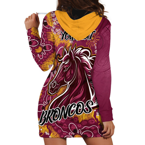 Personalised Broncos NAIDOC Week 2024 Hoodie Dress Aboriginal Fire Burning Sparks