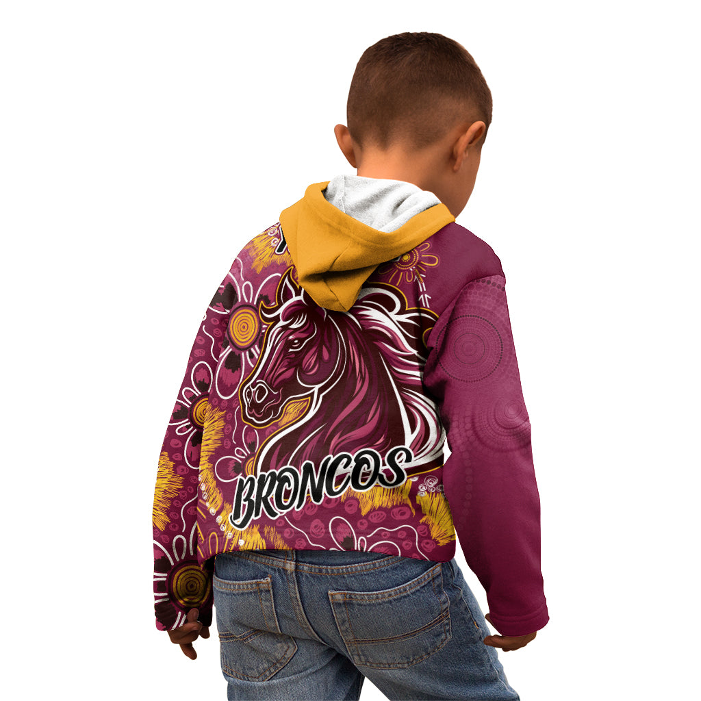 Personalised Broncos NAIDOC Week 2024 Kid Hoodie Aboriginal Fire Burning Sparks