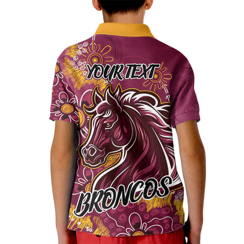 Personalised Broncos NAIDOC Week 2024 Kid Polo Shirt Aboriginal Fire Burning Sparks