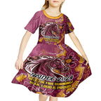 Personalised Broncos NAIDOC Week 2024 Kid Short Sleeve Dress Aboriginal Fire Burning Sparks