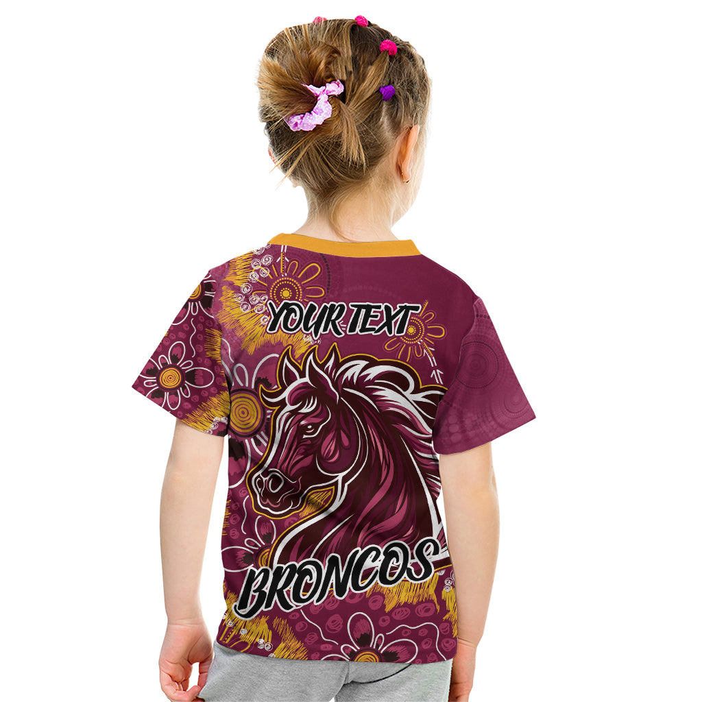Personalised Broncos NAIDOC Week 2024 Kid T Shirt Aboriginal Fire Burning Sparks