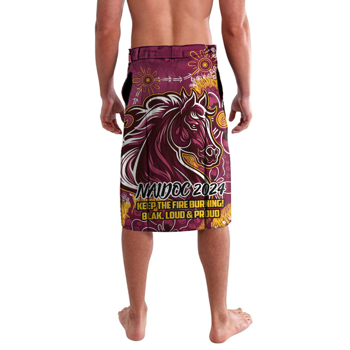 Personalised Broncos NAIDOC Week 2024 Lavalava Aboriginal Fire Burning Sparks