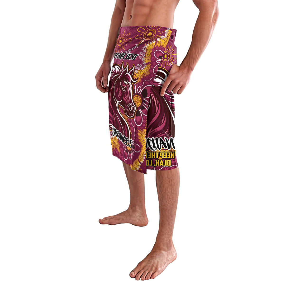 Personalised Broncos NAIDOC Week 2024 Lavalava Aboriginal Fire Burning Sparks