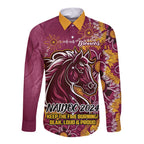 Personalised Broncos NAIDOC Week 2024 Long Sleeve Button Shirt Aboriginal Fire Burning Sparks